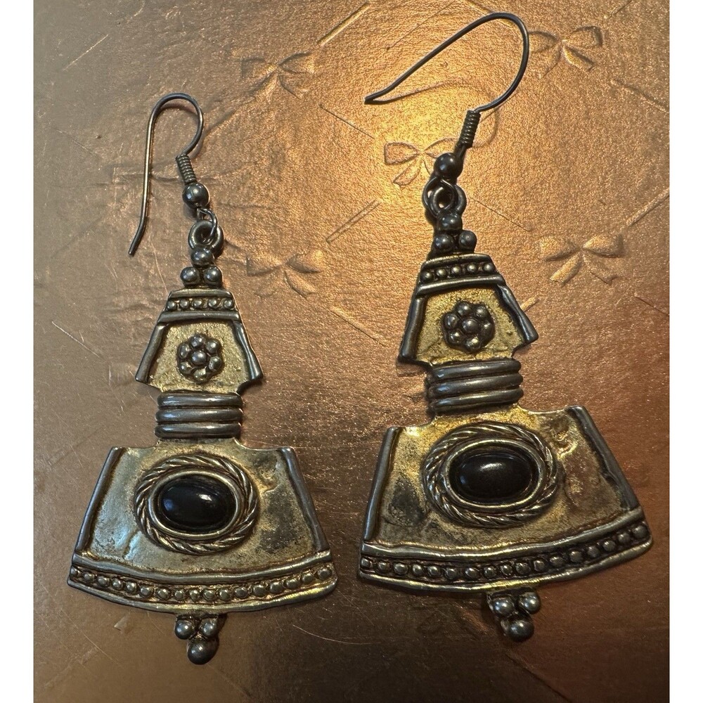 Gold Tone Vintage Signed JJ Pierced Earrings
